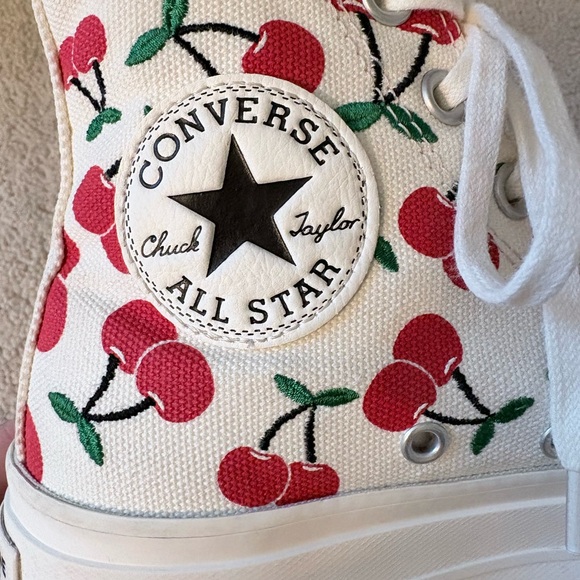 Converse White High Top Sneakers with Red Cherry Print - Picture 7 of 11